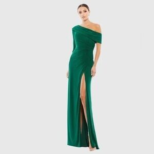 Mac Duggal Vibrant Green One-Shoulder Midi Dress